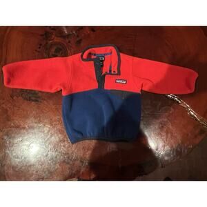 Rare VTG PATAGONIA Spell Out Split Color Block Snap-T Fleece Sweatshirt 90s